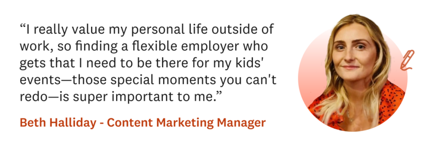 quote about what beth halliday content marketer at hive wants from an employer